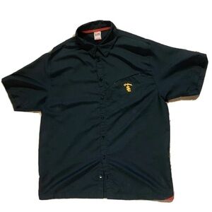 VTG Nike Dri Fit USC Trojans Football Black Button Down Shirt XL Extra Large SC